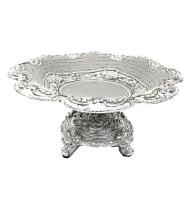 Ambrose Chrome Plated Crystal Embellished Ceramic Fruit Platter - Silver