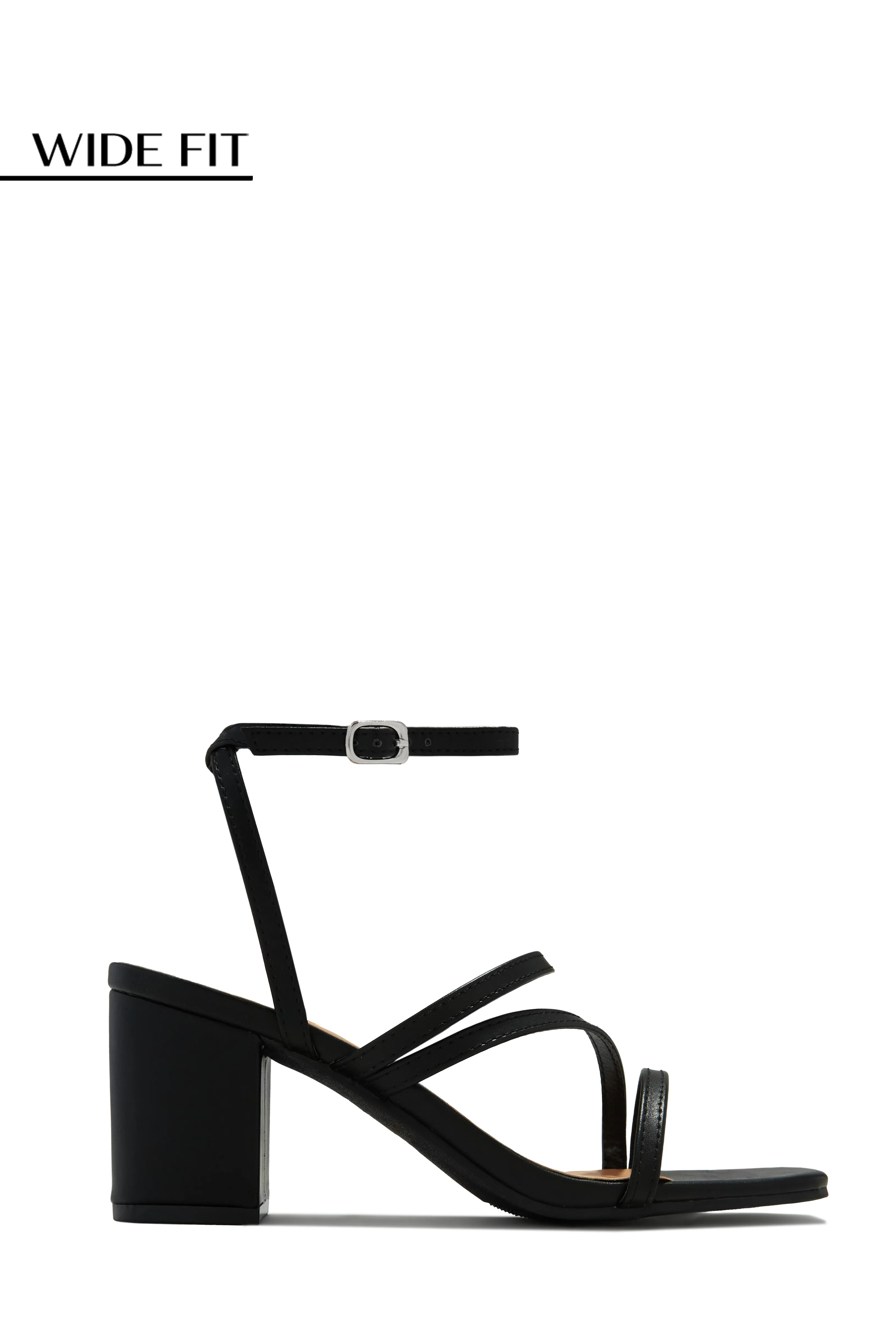 Anabelle Wide Fit Block Mid Heels - White
