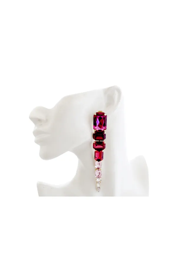 Anastasia Gold Fuchsia Ombre Crystal Drop Earring