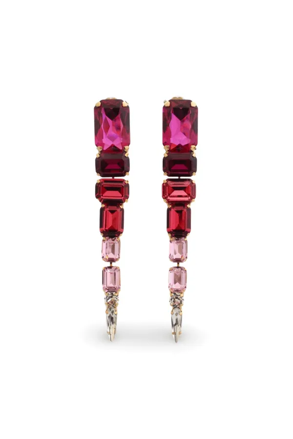 Anastasia Gold Fuchsia Ombre Crystal Drop Earring