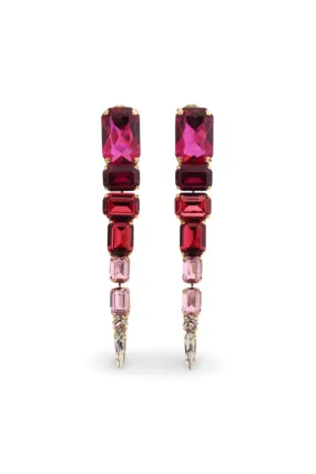 Anastasia Gold Fuchsia Ombre Crystal Drop Earring