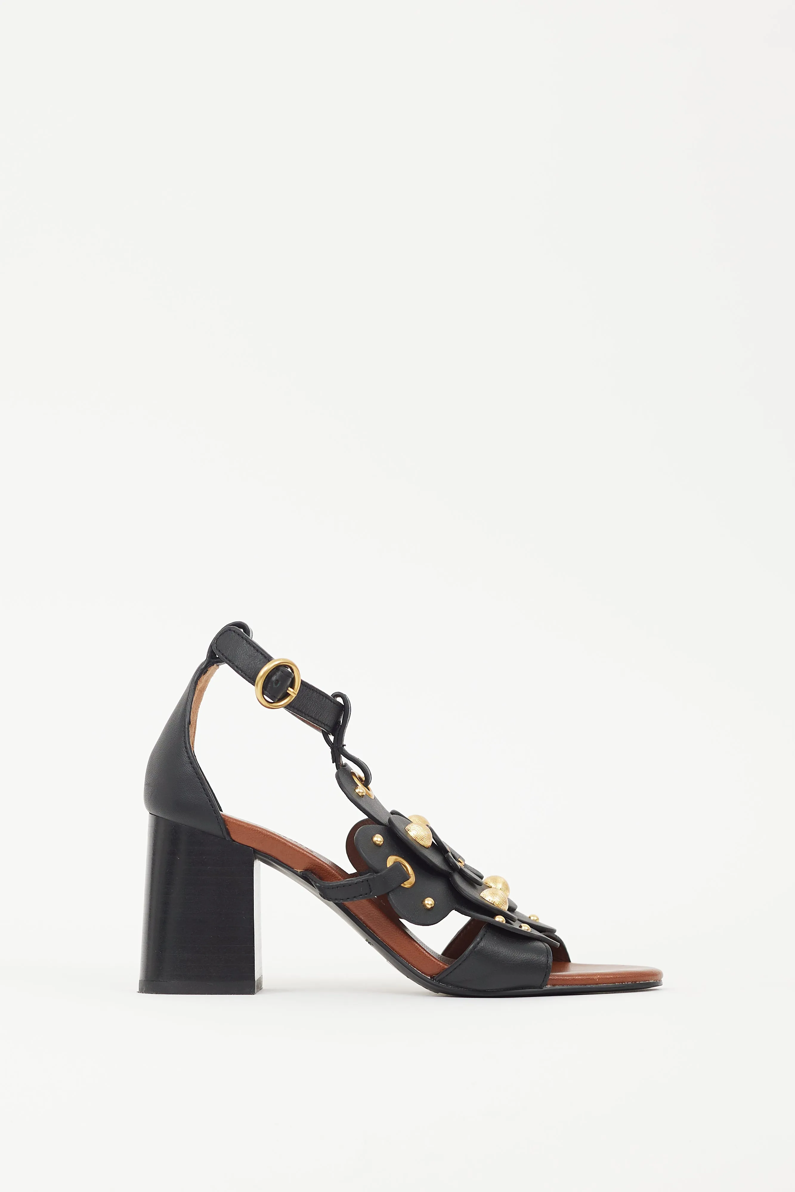 Black & Brown Leather Haya Studded Sandal