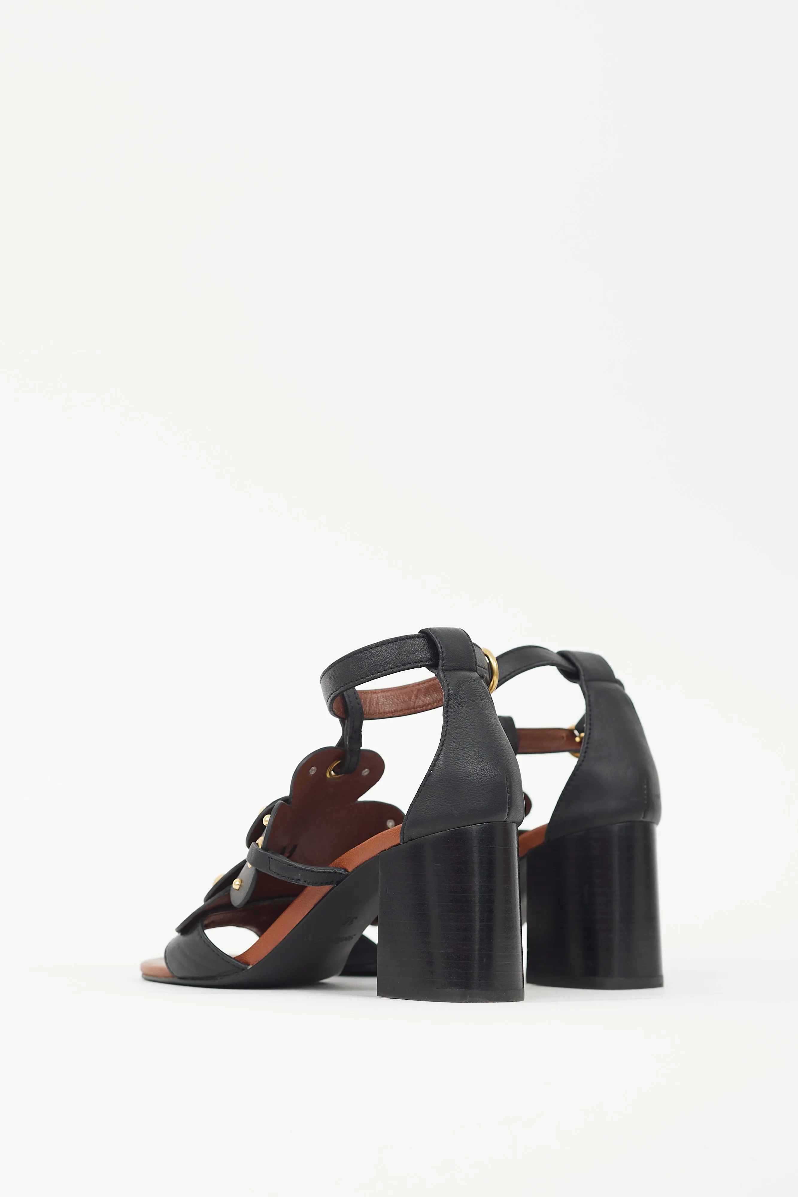 Black & Brown Leather Haya Studded Sandal
