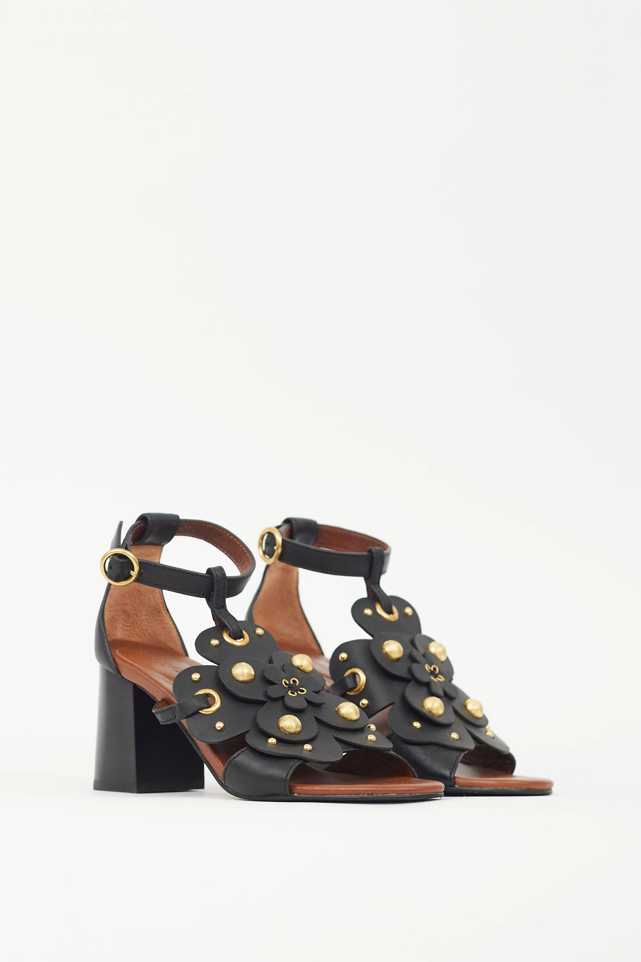 Black & Brown Leather Haya Studded Sandal