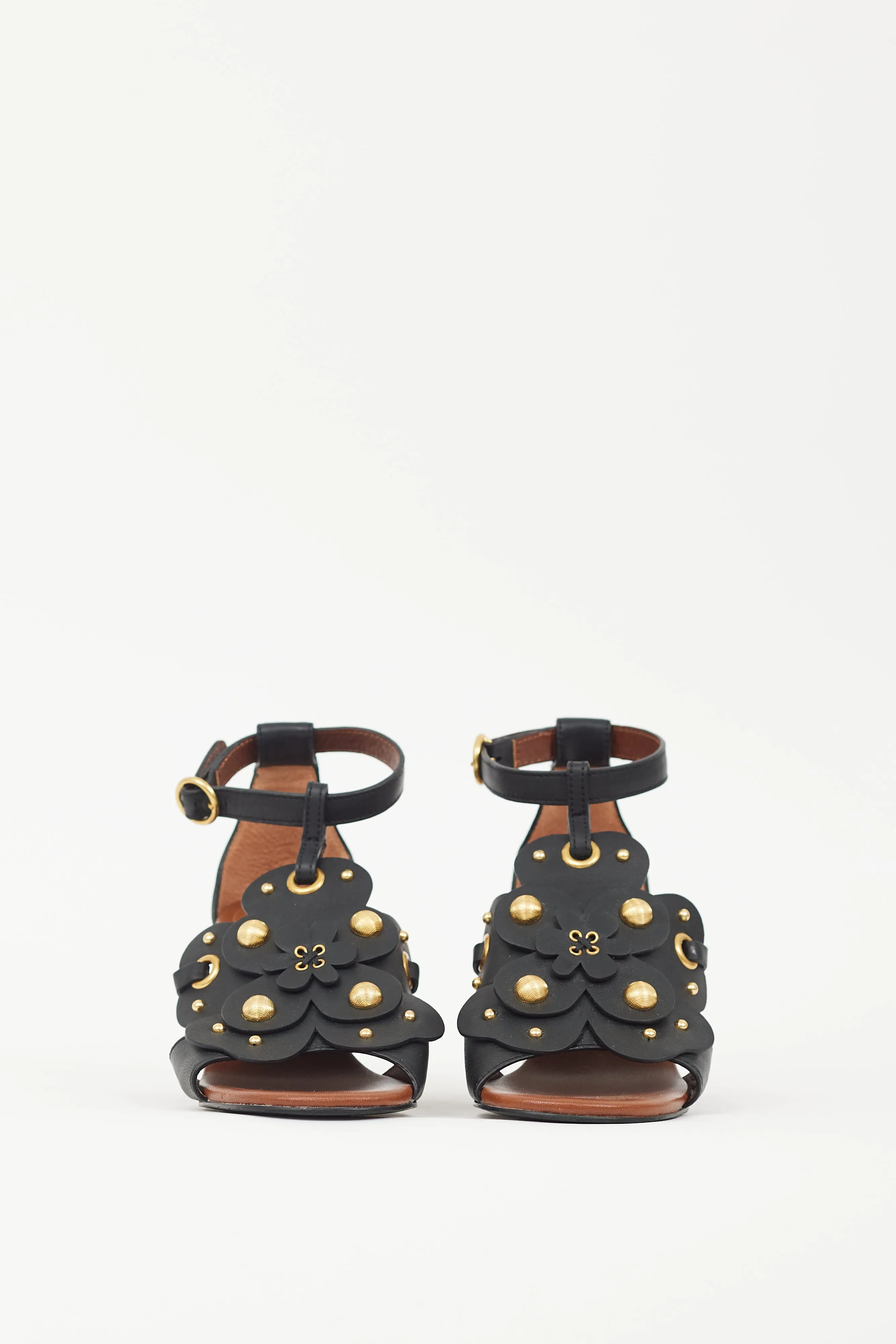 Black & Brown Leather Haya Studded Sandal