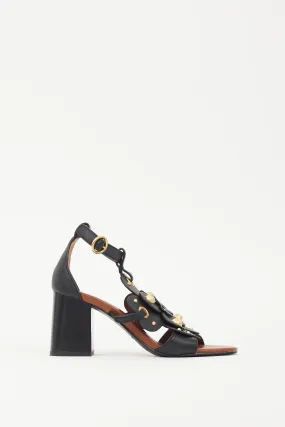 Black & Brown Leather Haya Studded Sandal