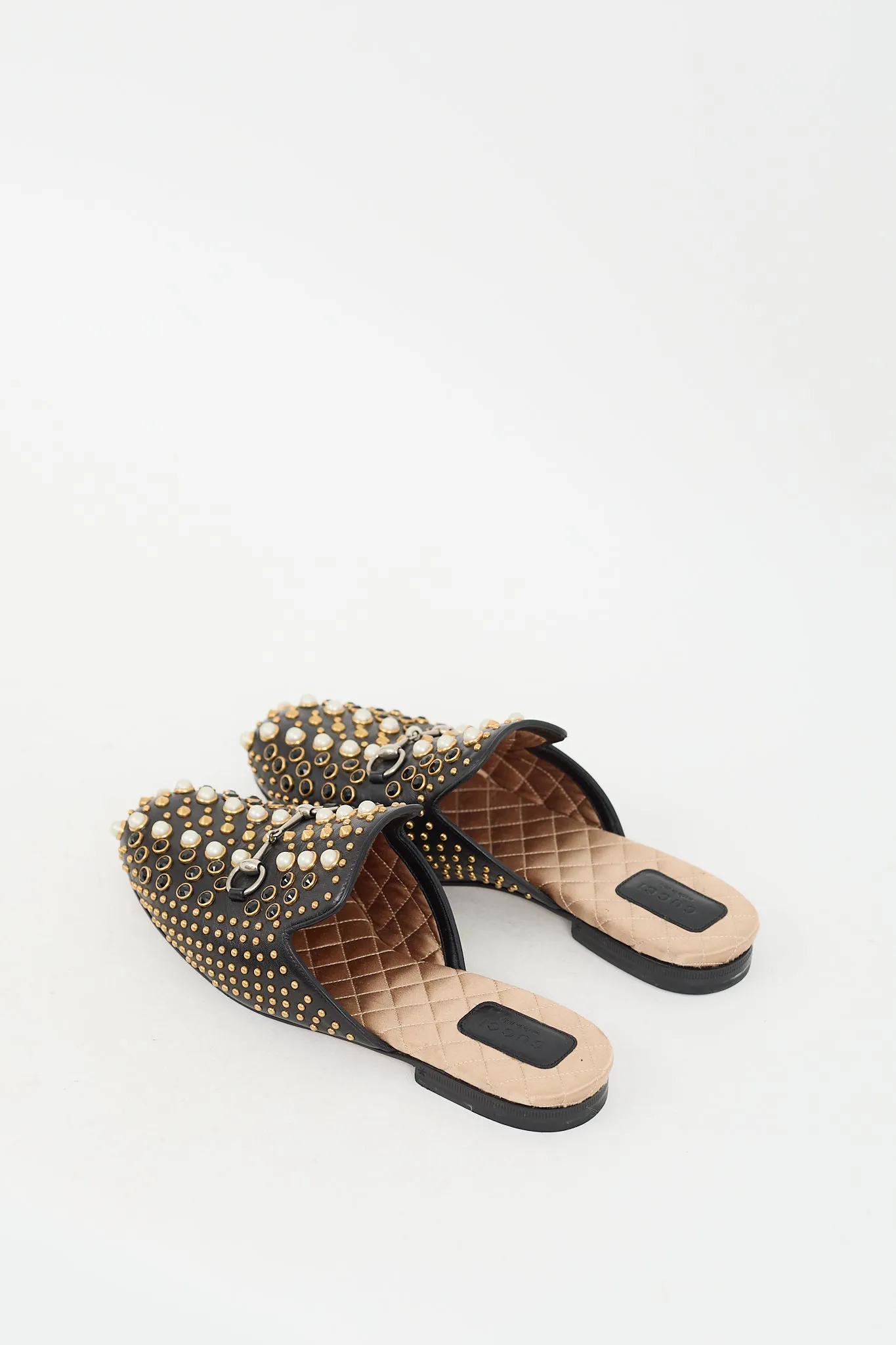 Black & Multi Studded Leather Princetown Mule