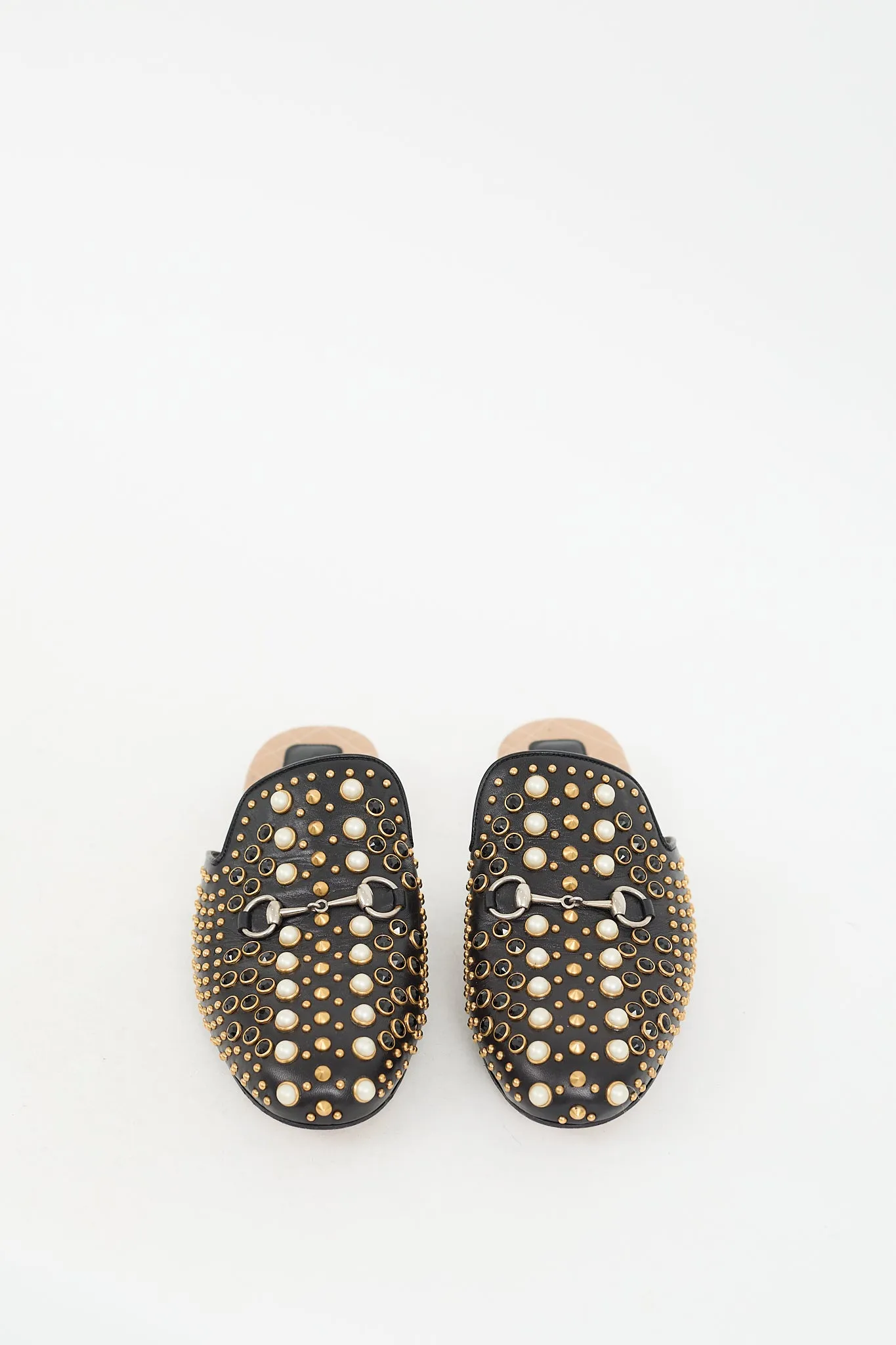 Black & Multi Studded Leather Princetown Mule