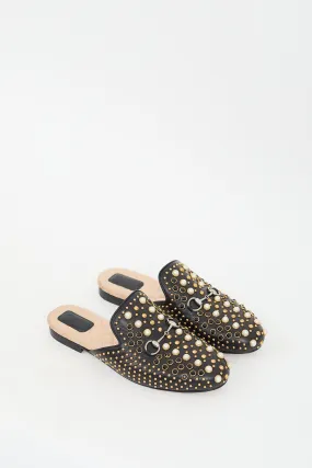 Black & Multi Studded Leather Princetown Mule