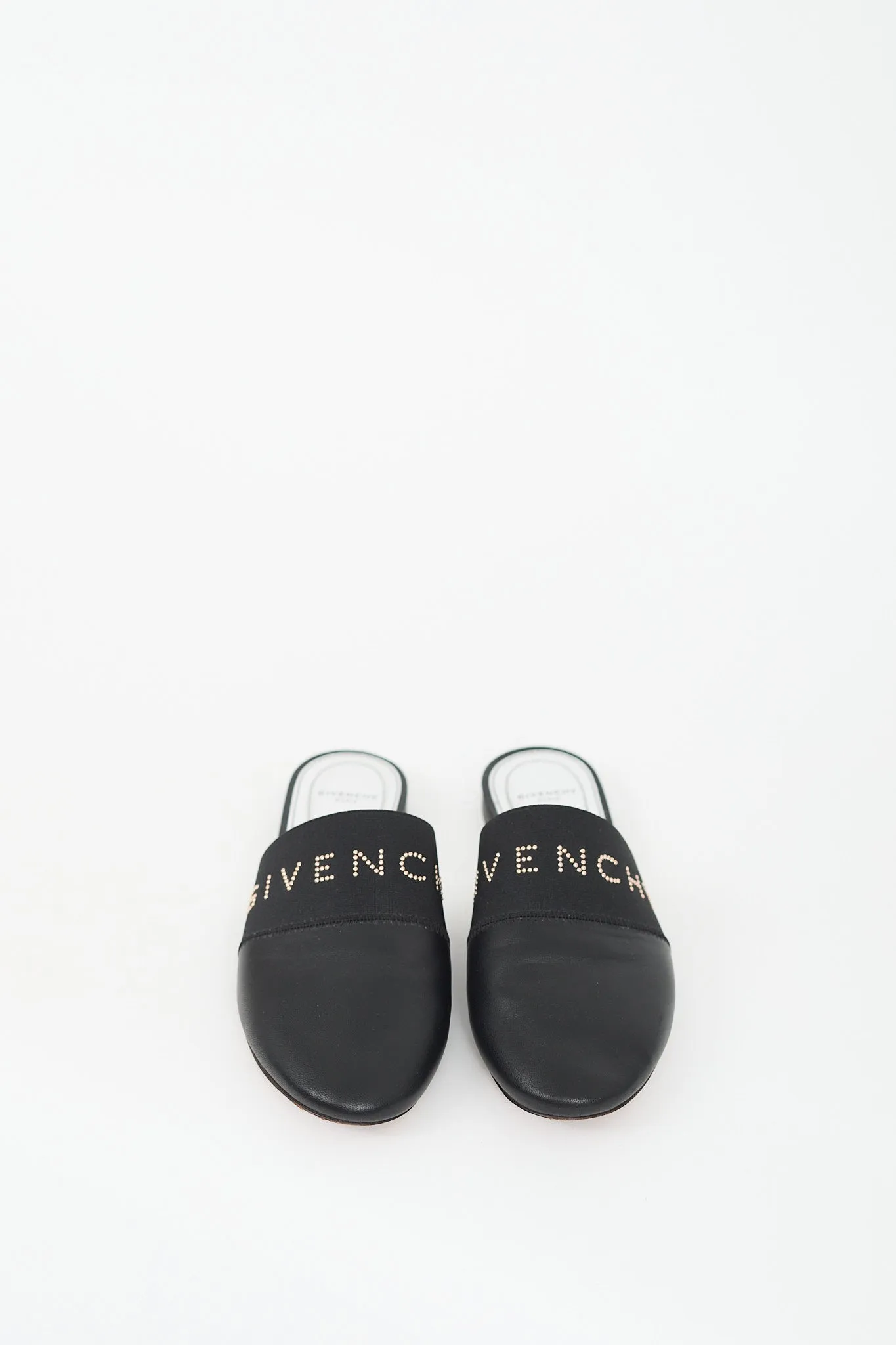 Black & Silver Leather Bedford Studded Mule