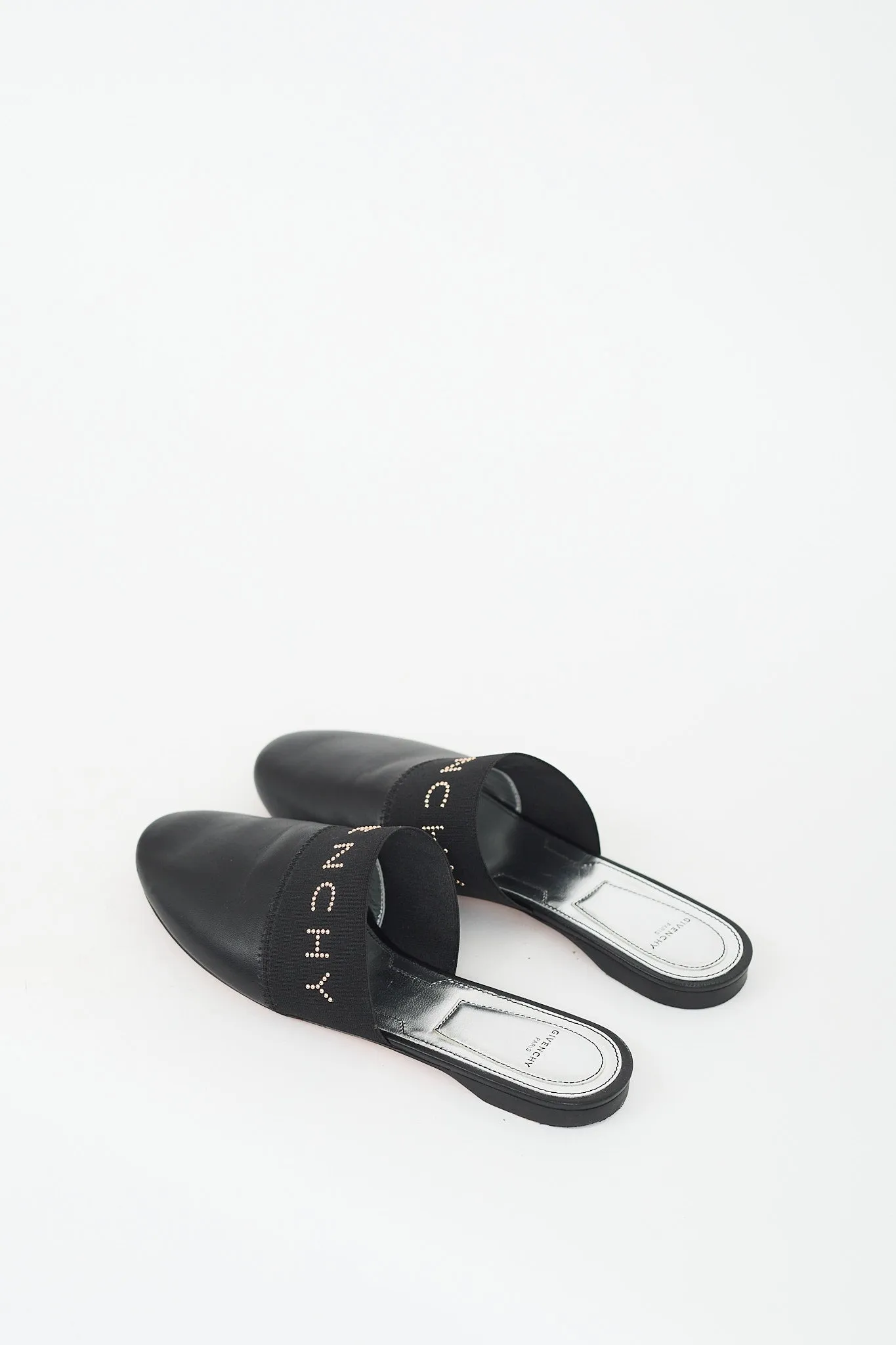Black & Silver Leather Bedford Studded Mule