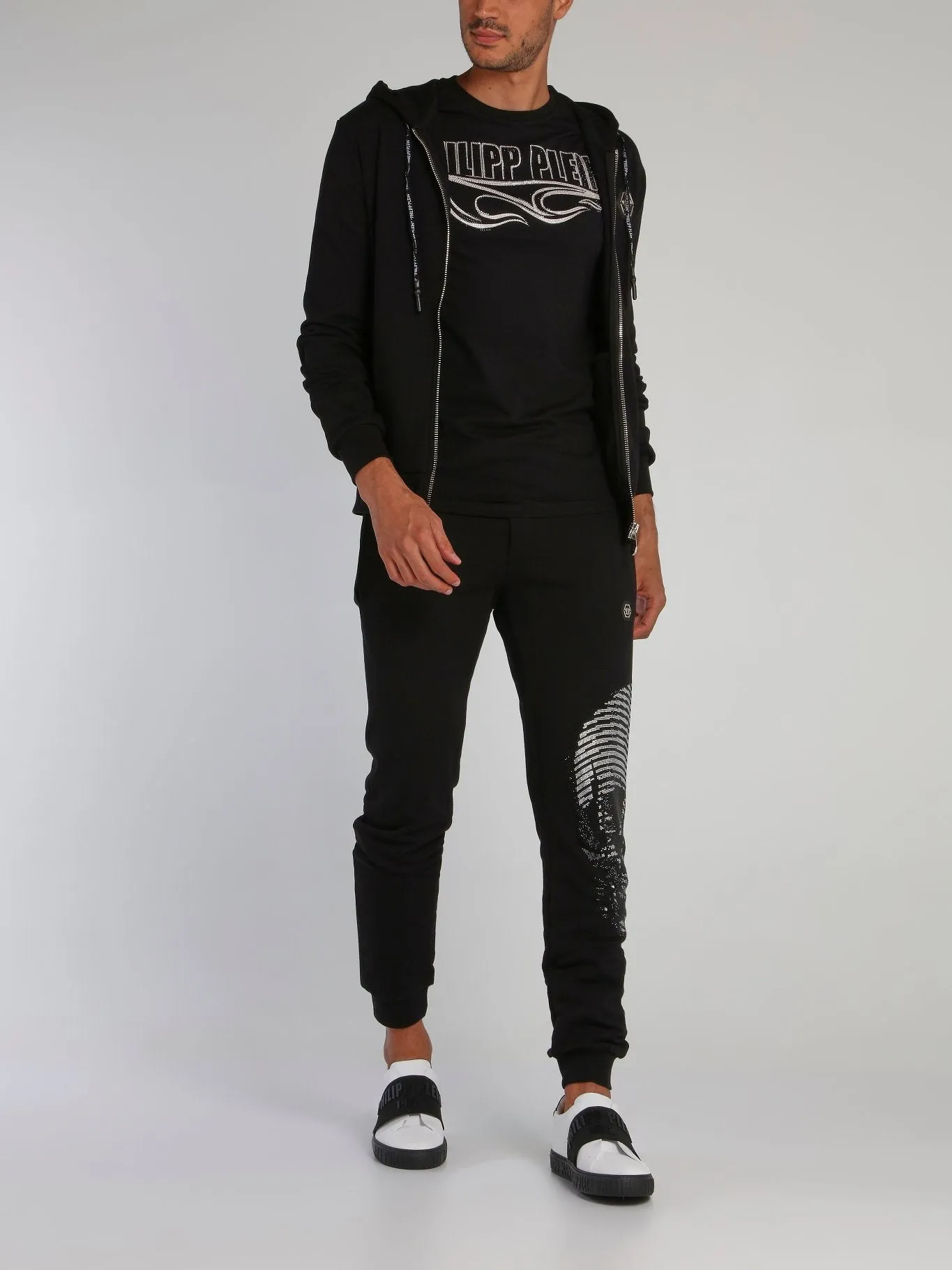 Black Flame Studded Statement T-Shirt