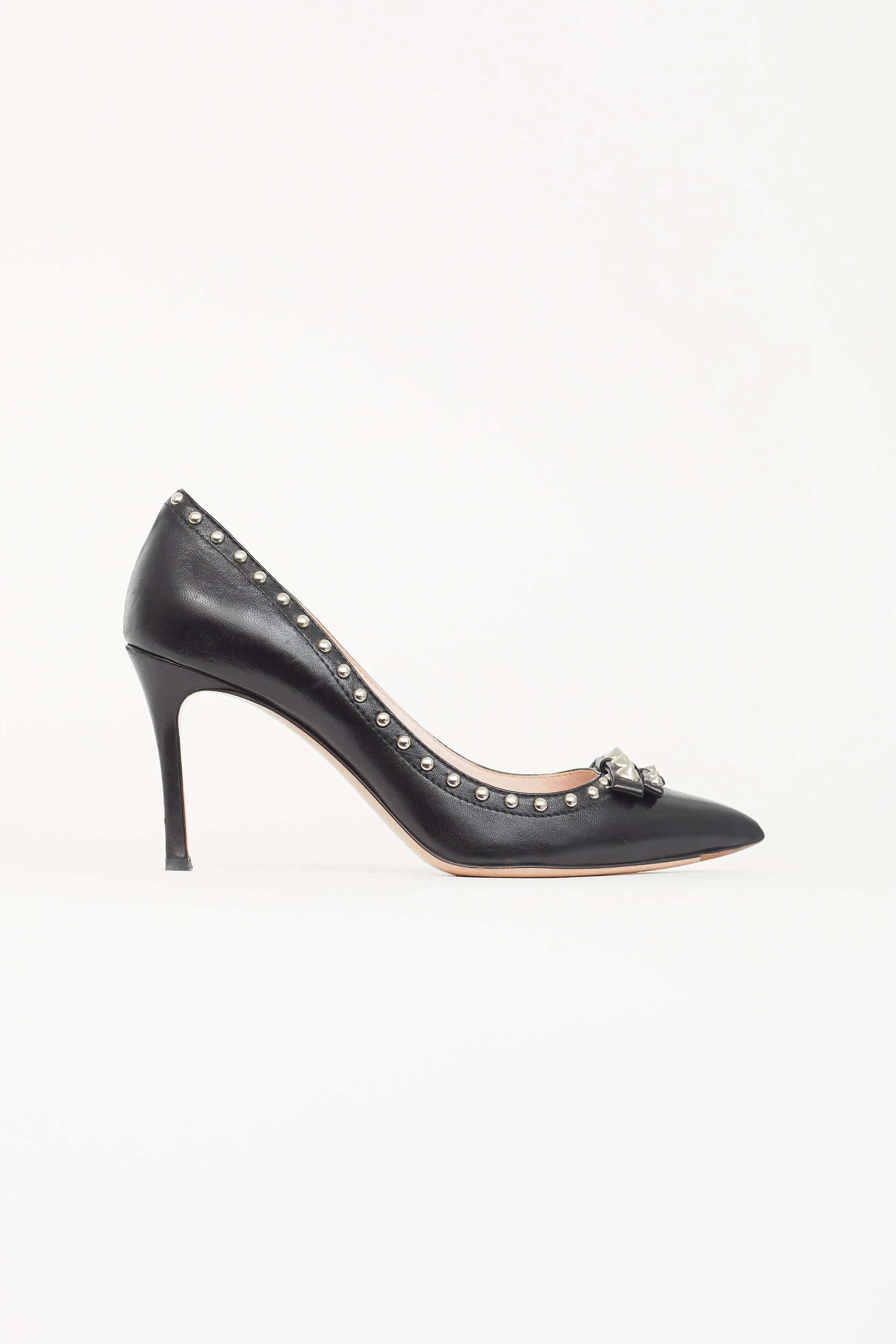 Black Leather Studded Pump