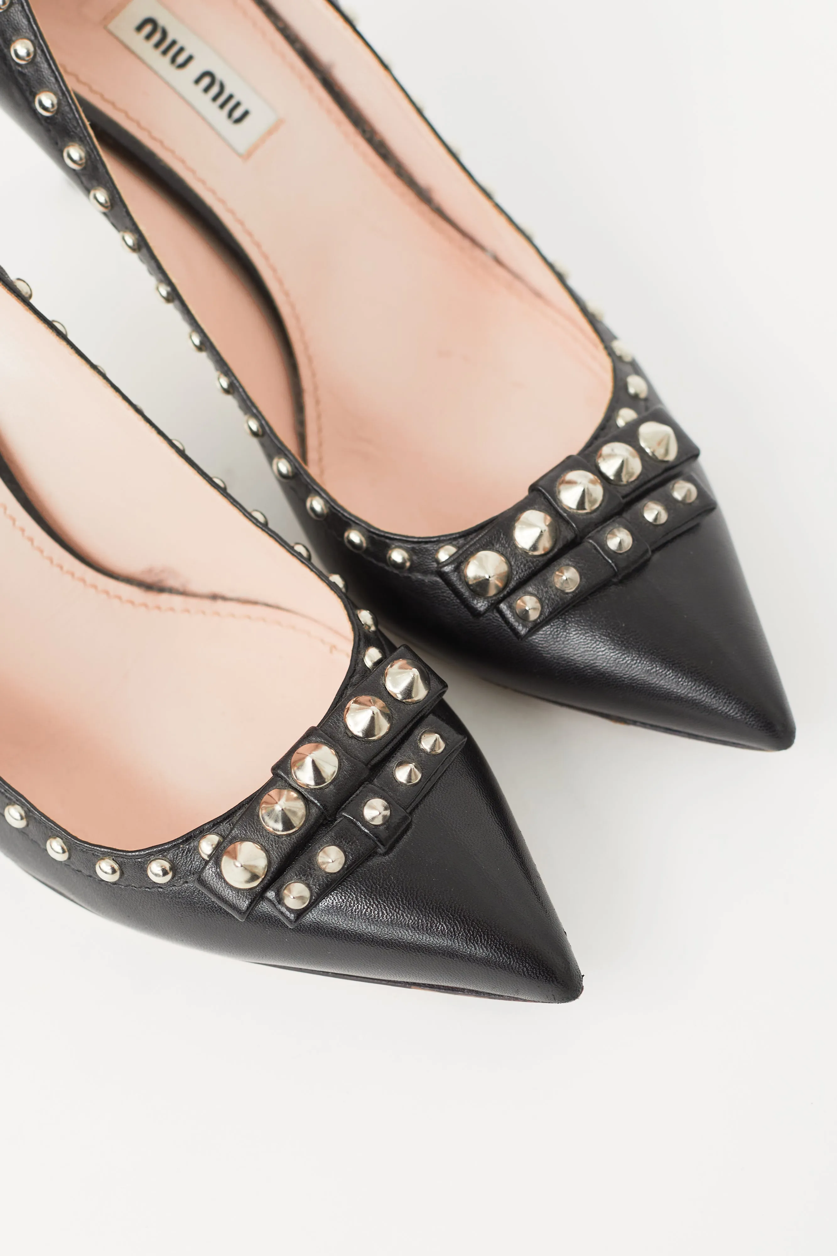 Black Leather Studded Pump