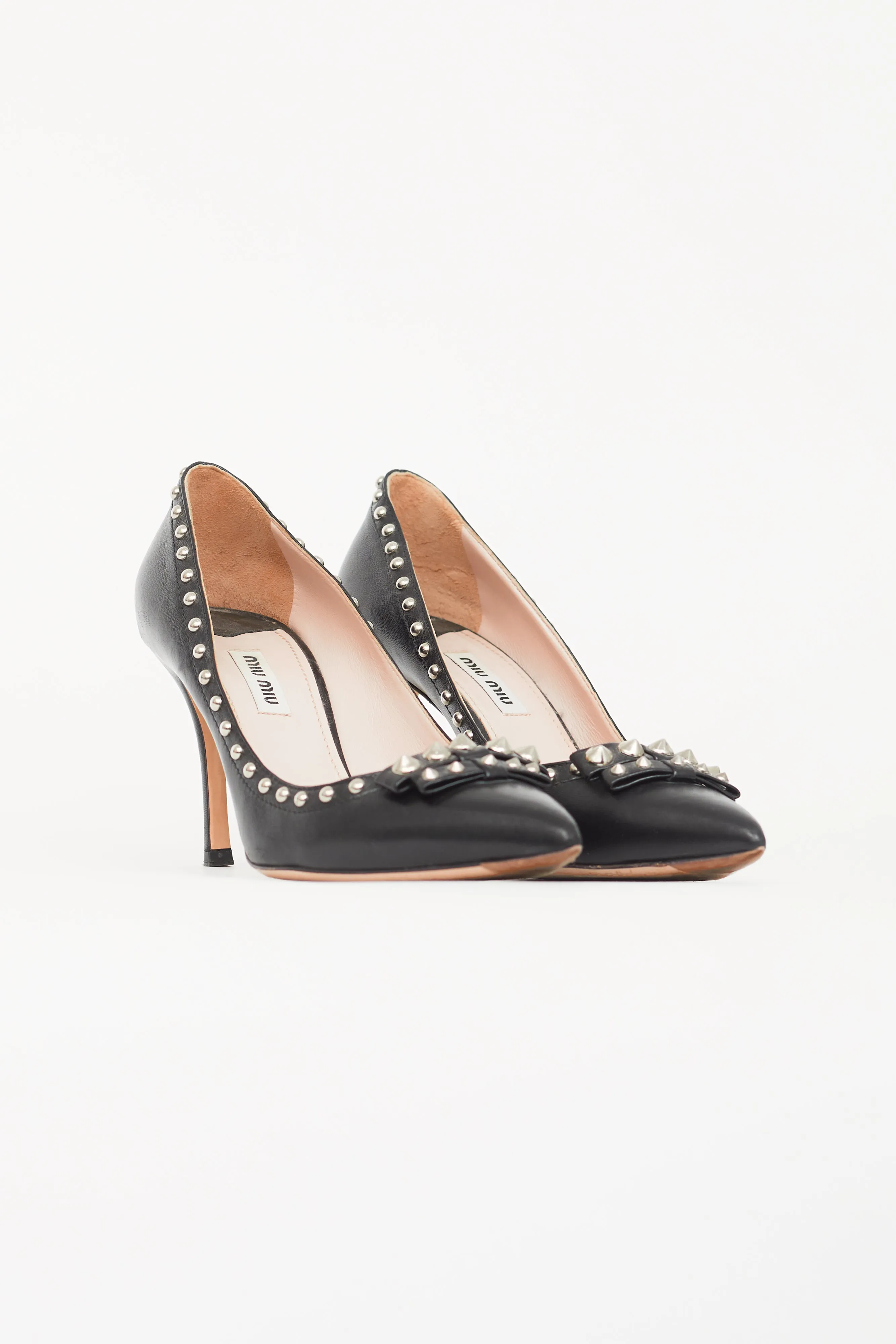 Black Leather Studded Pump