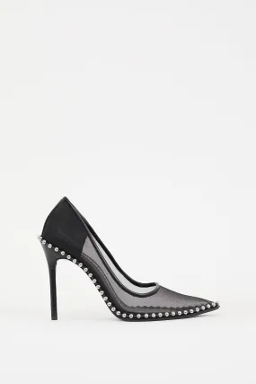 Black Mesh Studded Rie Pump