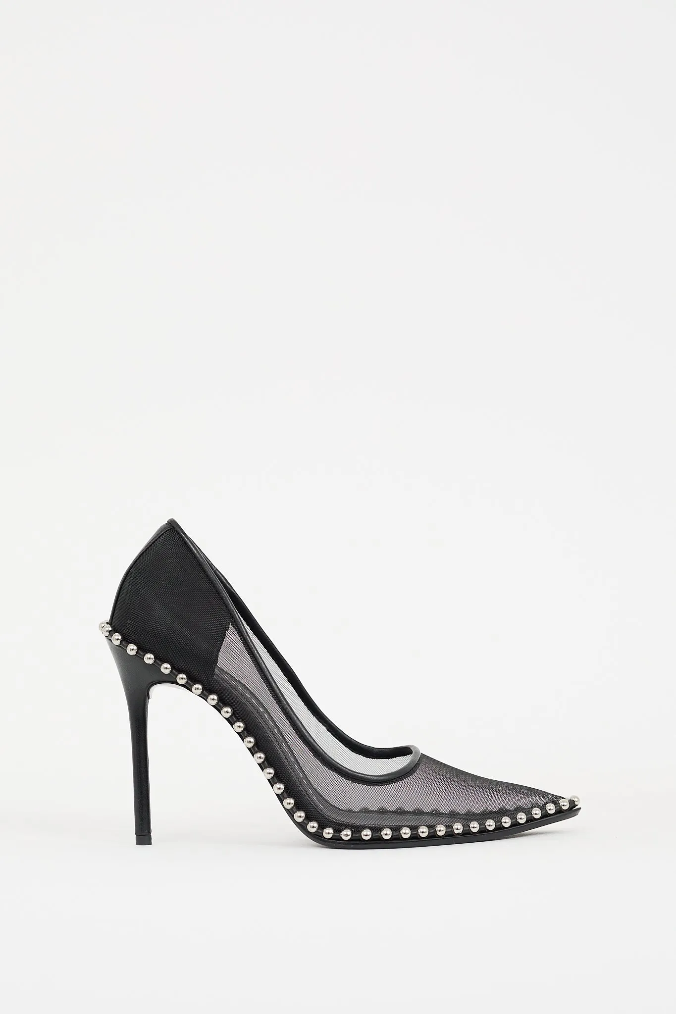 Black Mesh Studded Rie Pump