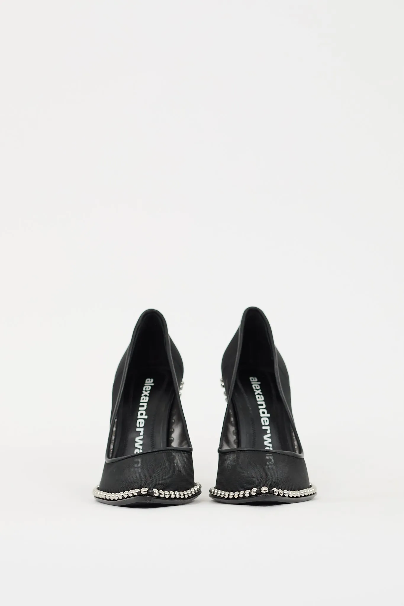 Black Mesh Studded Rie Pump
