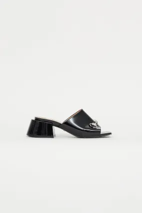 Black Patent Leather Lexi Horsebit Mule