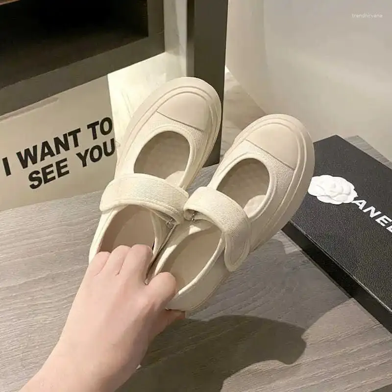 Casual Shoes  French Style Women Espadrilles Hook Loop Platform Zapatillas Mujer Black Daily Girls Mary Janes Vintage