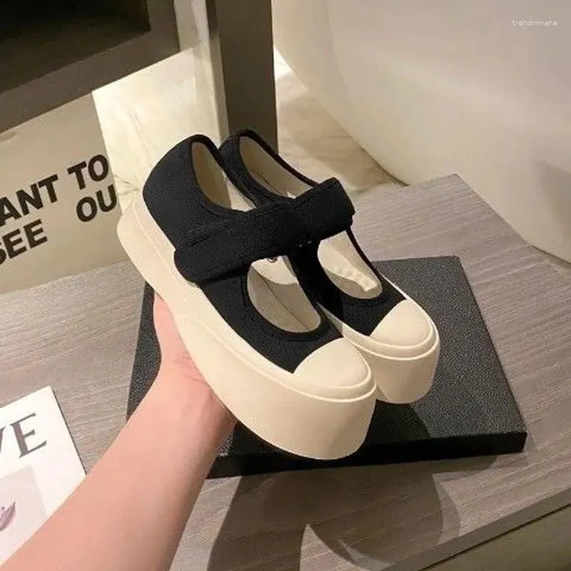 Casual Shoes  French Style Women Espadrilles Hook Loop Platform Zapatillas Mujer Black Daily Girls Mary Janes Vintage