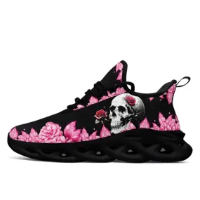 Corporate Gifts,Custom MS Shoes with Rose and Skull Theme, Crafted for Enthusiasts of Rose-Adorned Edginess