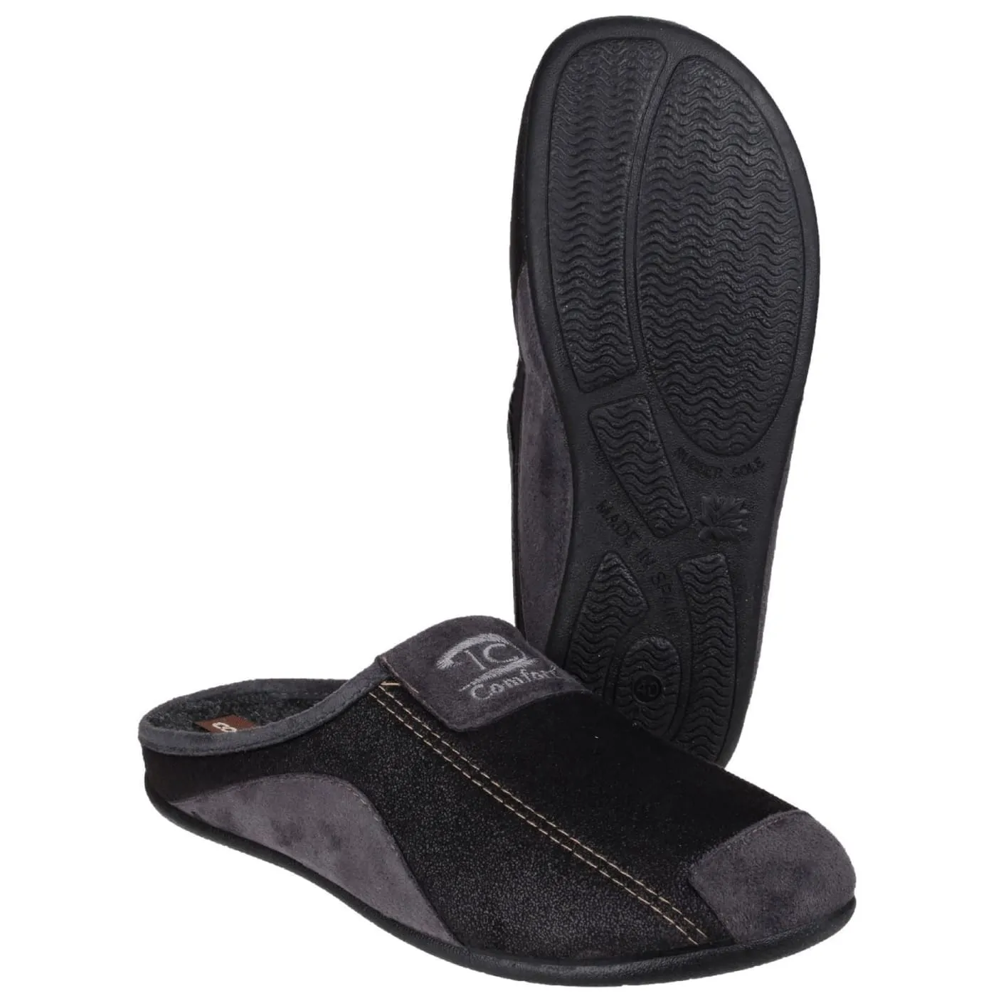 Cotswold Westwell Black Mens Textile Slippers