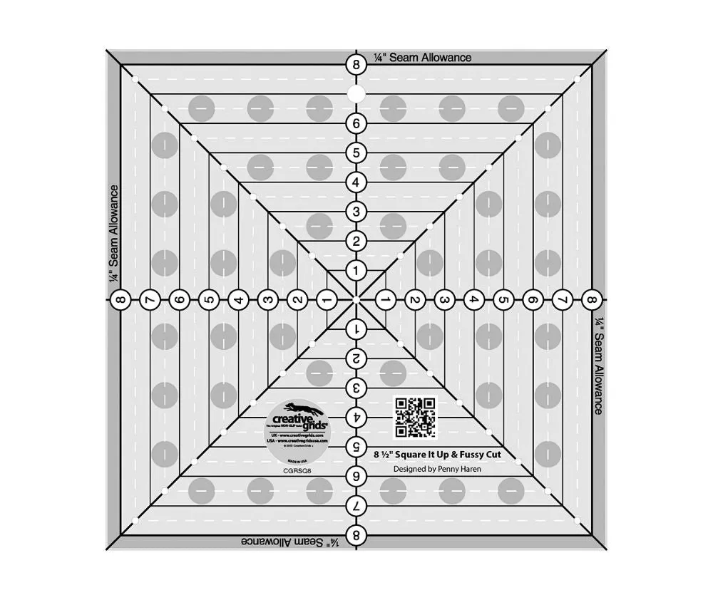 Creative Grids 8-1/2" Square It Up & Fussy Cut Quilt Ruler