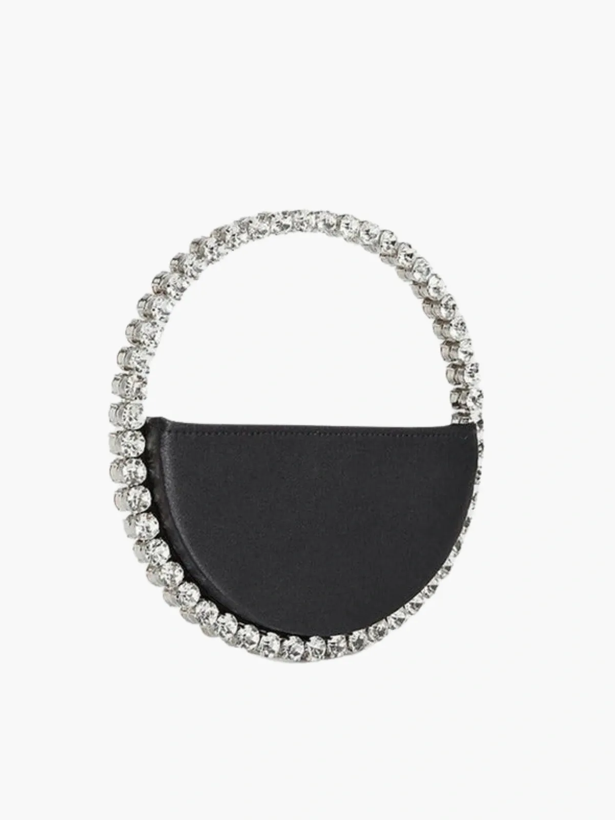 Crystal Handle Half-Moon Evening Bag