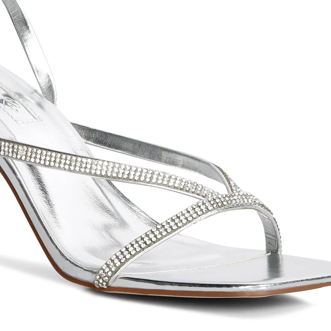 Diamante Mid Heel Sandal