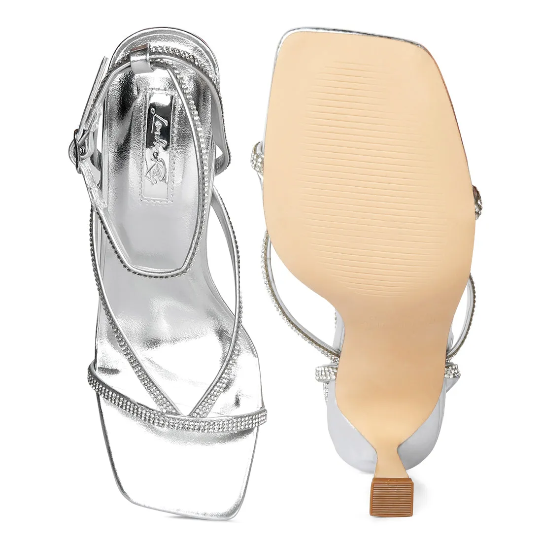 Diamante Mid Heel Sandal