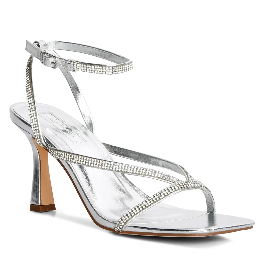 Diamante Mid Heel Sandal