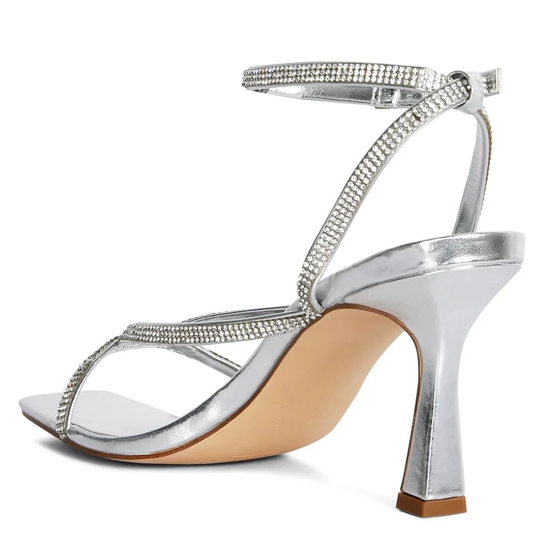 Diamante Mid Heel Sandal