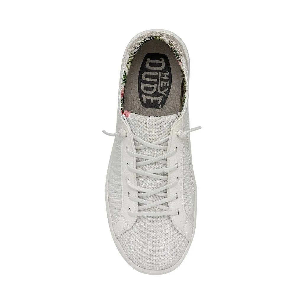 Dude Karina Natural Ladies Coconut White Textile Slip On Shoes