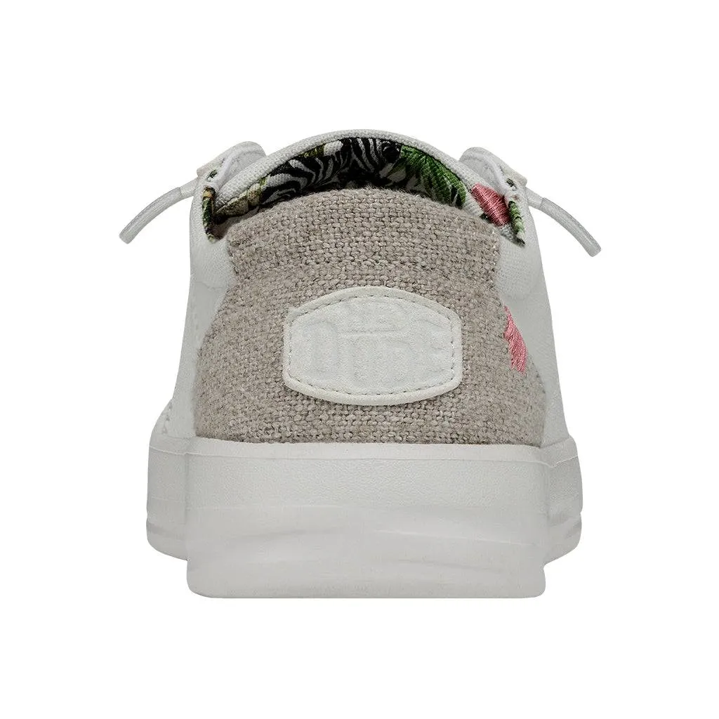 Dude Karina Natural Ladies Coconut White Textile Slip On Shoes