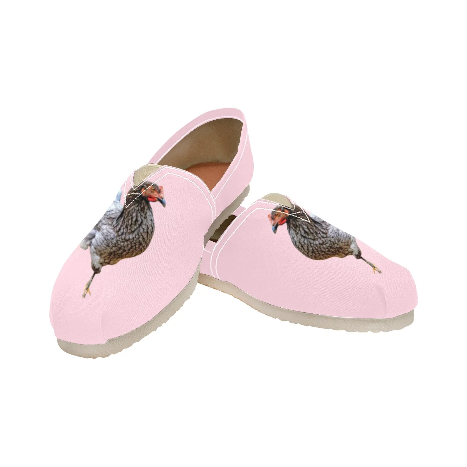 Espadrilles Canvas Chickens Soft Pink Women's Canvas Slip-On Shoes(Model1206)