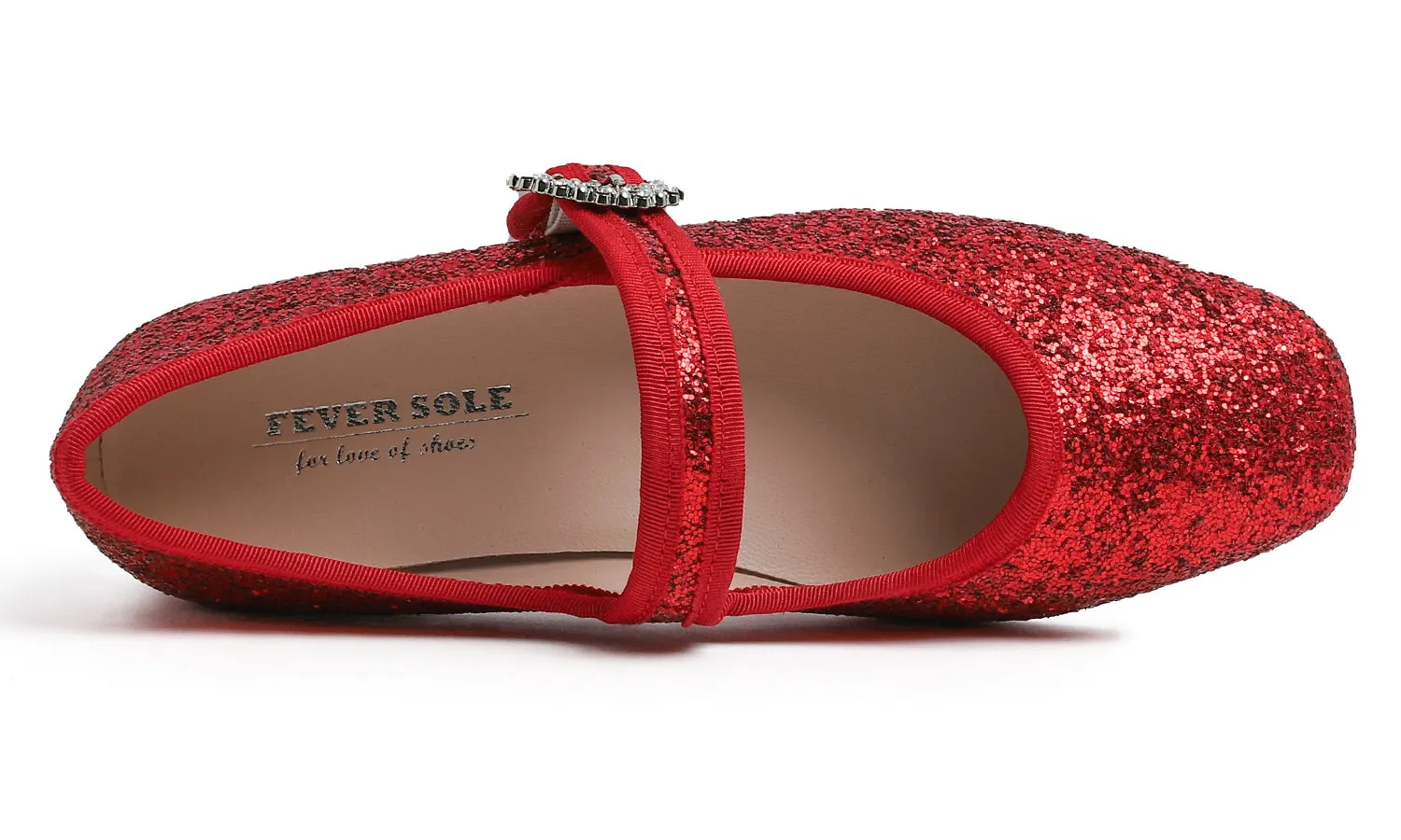 Feversole Women's Mary Jane Fashion Square Toe Easy Buckle Low Heel Slip On Flats Glitters Rhinestone