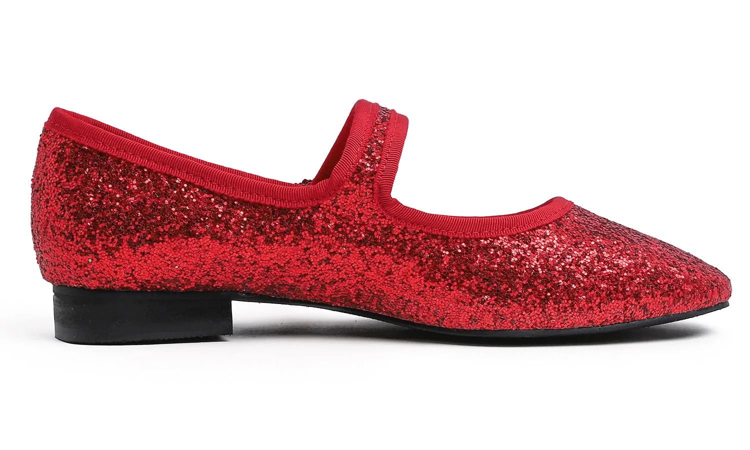 Feversole Women's Mary Jane Fashion Square Toe Easy Buckle Low Heel Slip On Flats Glitters Rhinestone