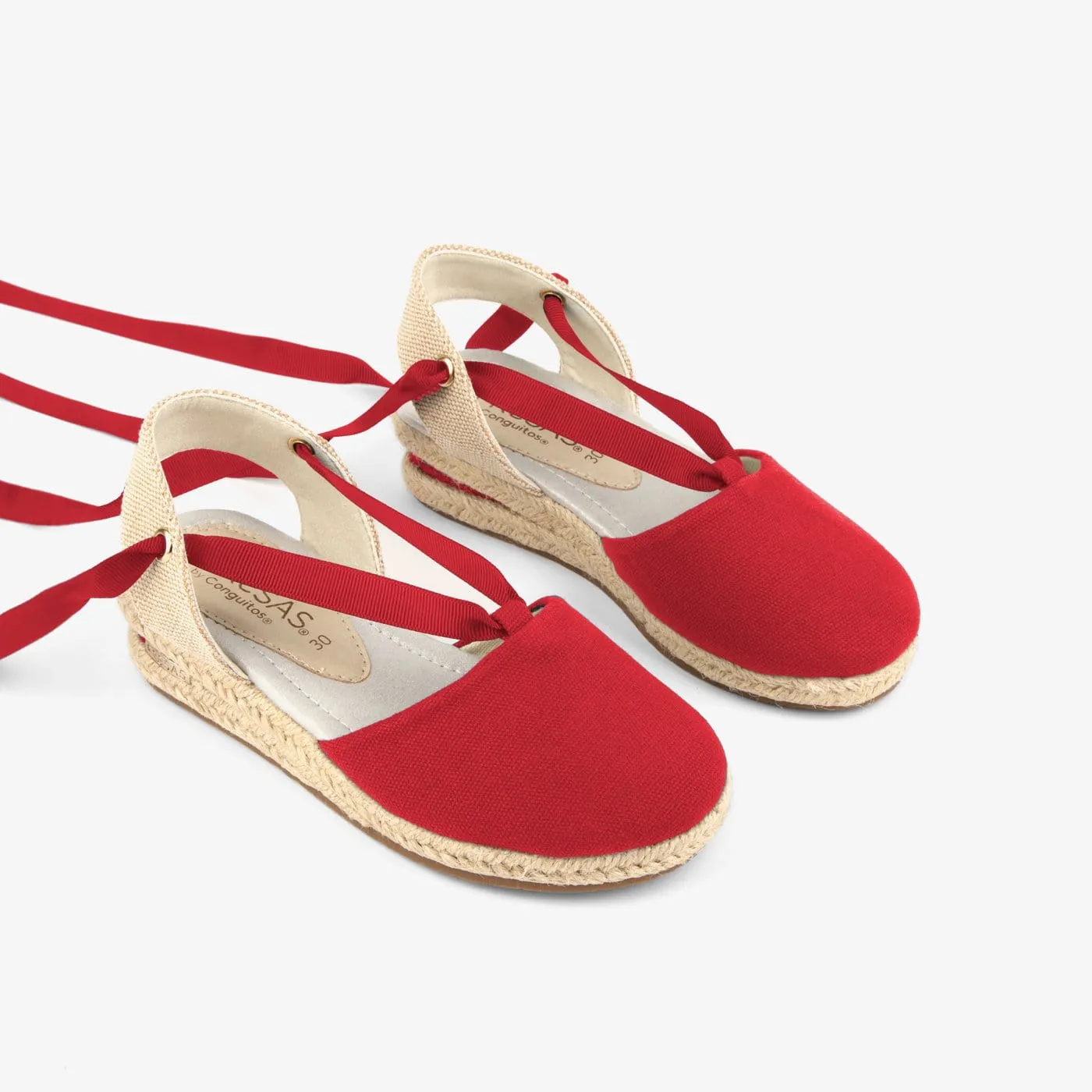 Girl's Red Wedge Canvas Espadrilles