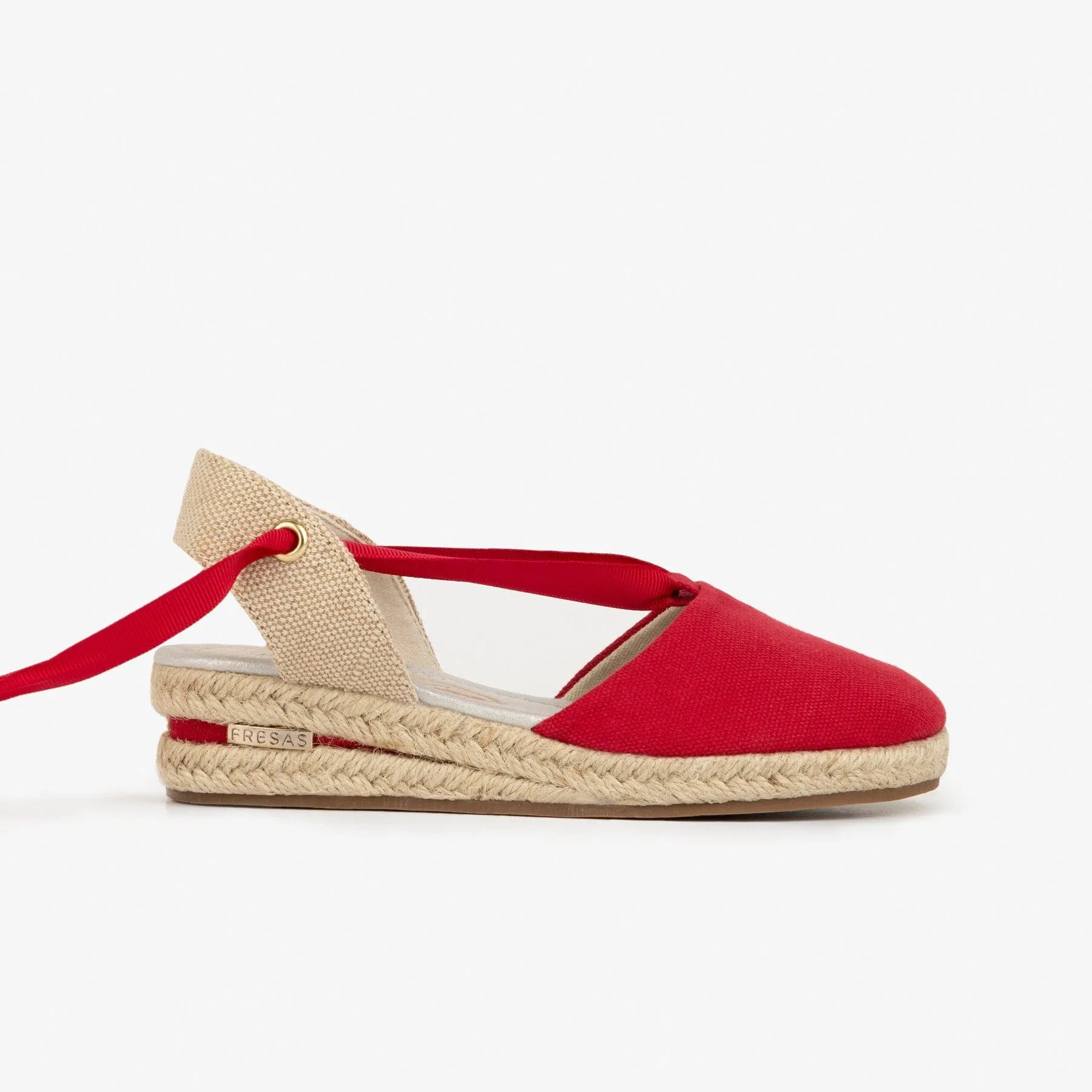 Girl's Red Wedge Canvas Espadrilles