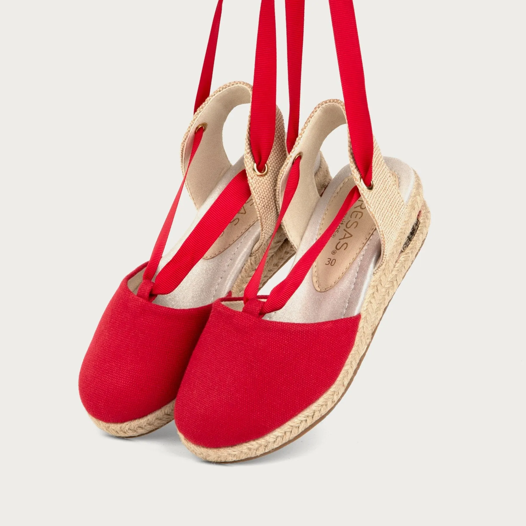 Girl's Red Wedge Canvas Espadrilles