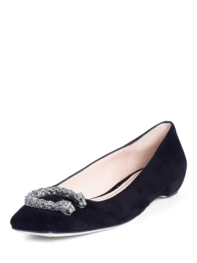 Gucci Dionysus Suede Leather Ballet Flat Shoes Black