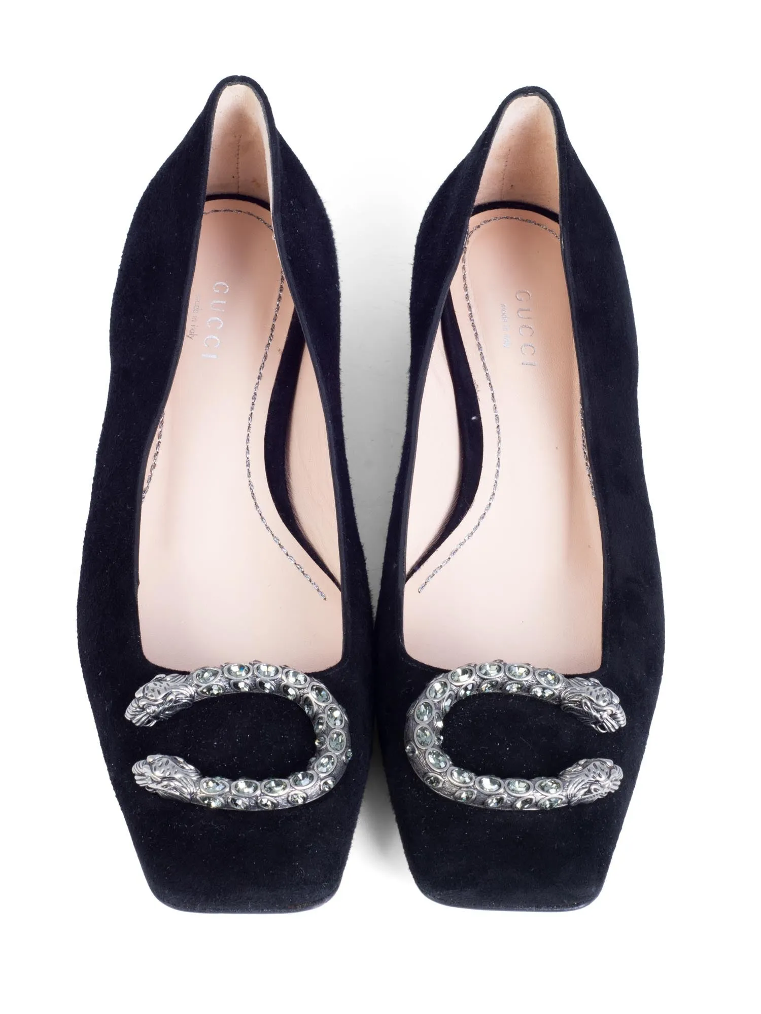Gucci Dionysus Suede Leather Ballet Flat Shoes Black