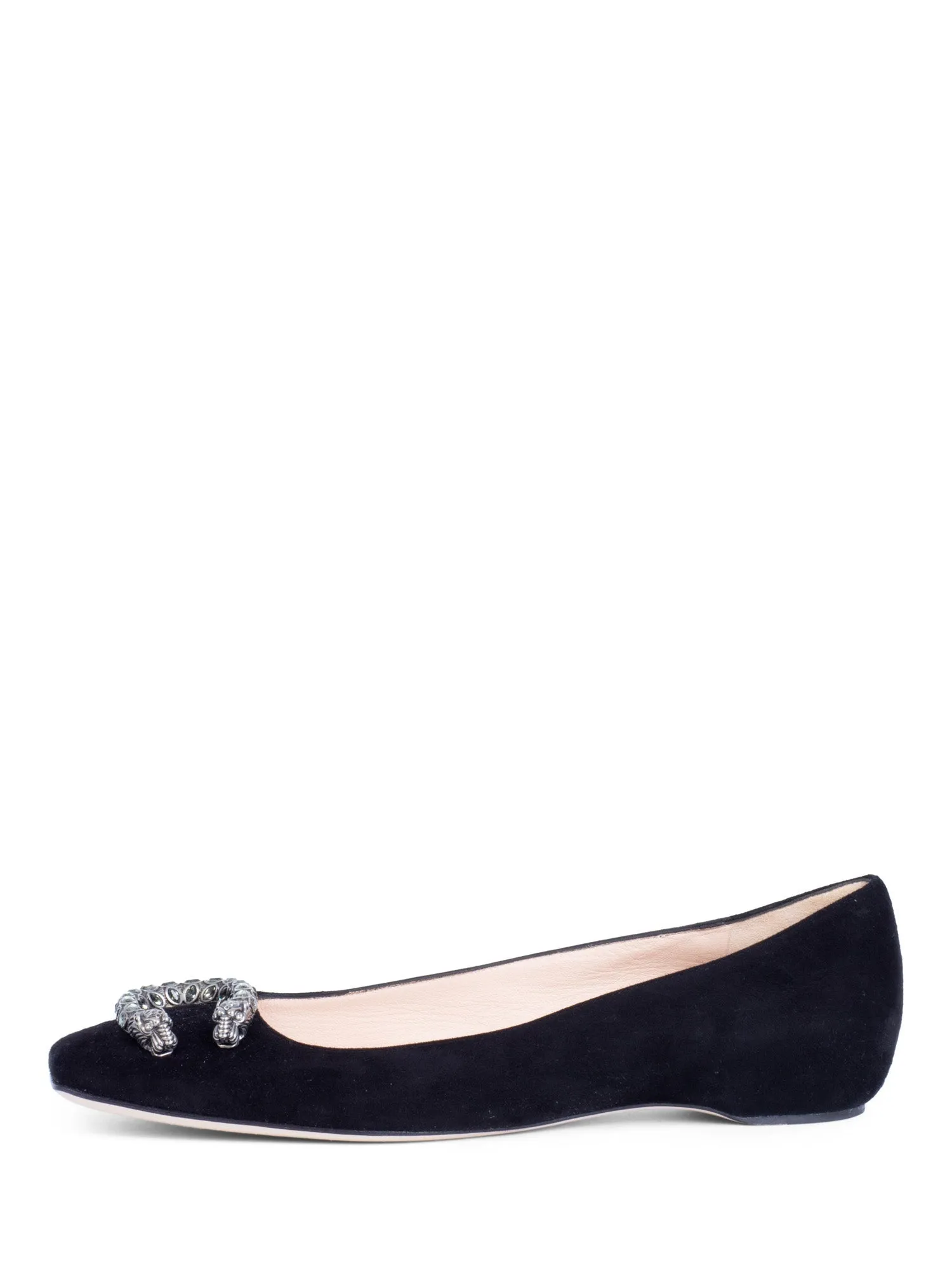Gucci Dionysus Suede Leather Ballet Flat Shoes Black