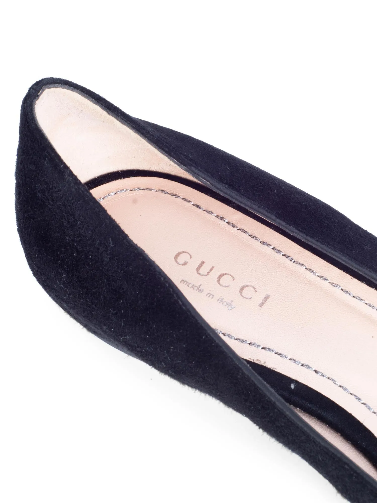 Gucci Dionysus Suede Leather Ballet Flat Shoes Black