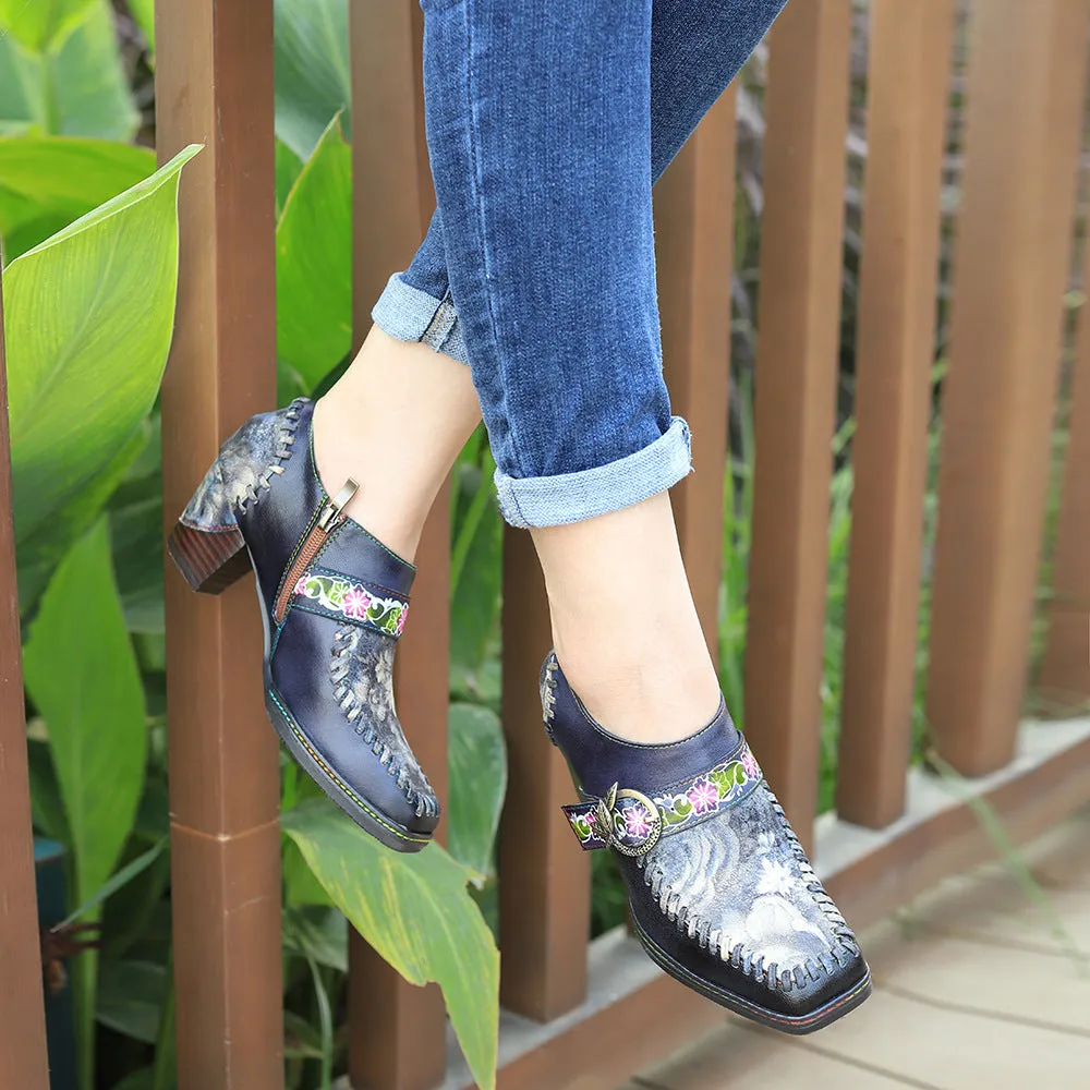 Hand-painted Genuine Leather Pumps
