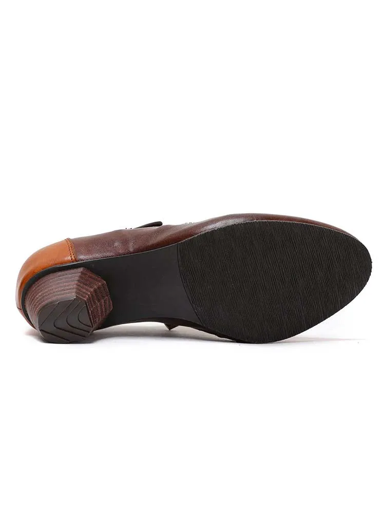 Hand Painted Leather Low Heel Shoes