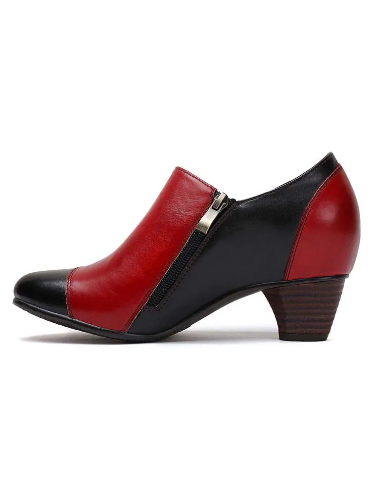 Hand Painted Leather Low Heel Shoes