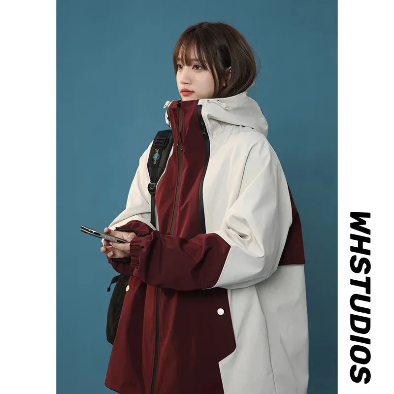 Herbst-Windjacke für Fraue Patchwork Streetwear im Korean Style