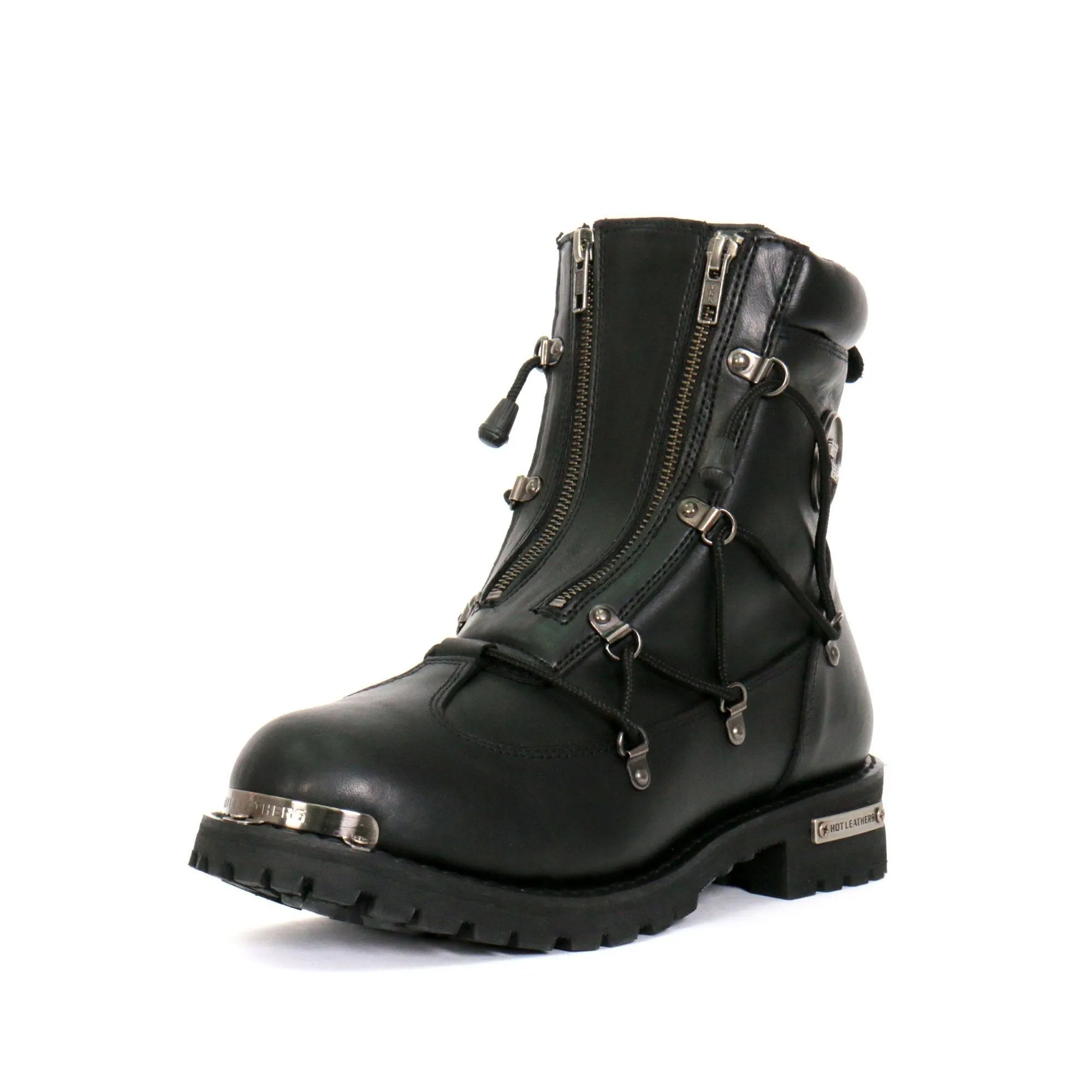 Hot Leathers BTM1009 Men's Black 7-Inch Leather Lace Up Boots with